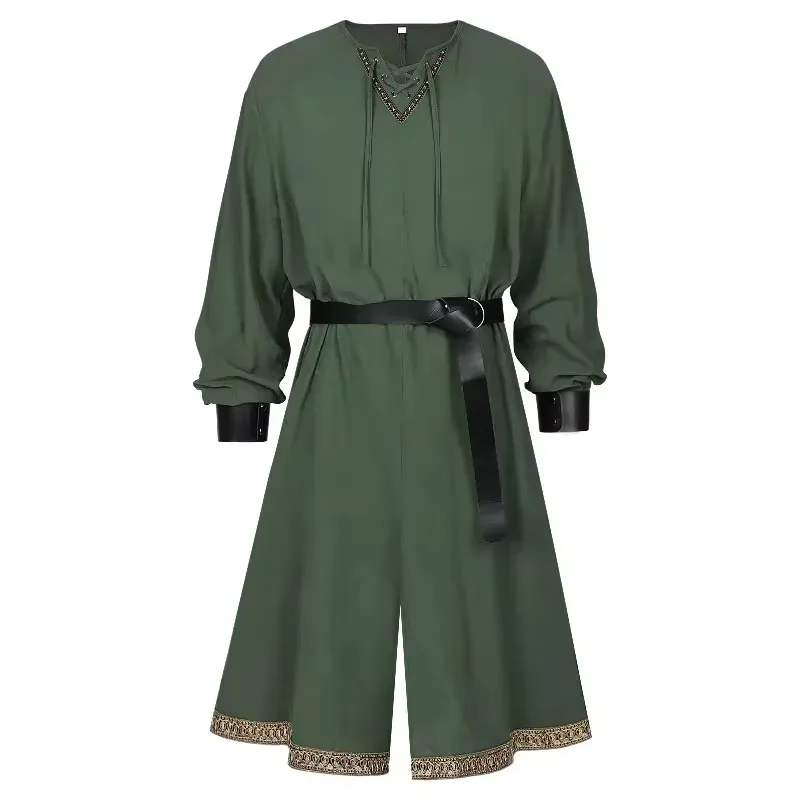 Medieval Surcoat Knight Warrior Costume Embroidery Tunic Long Shirt Tabard Long Sleeve Men Vikings Pirate Renaissance Outfit