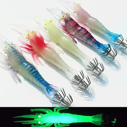 Soft Camarão Fishing Lure, Soft Lure Brilho, Polvo, Lula Gancho, Lula Gancho, Isca Artificial, Equipamento de Pesca, 10g, 11cm, 5pcs