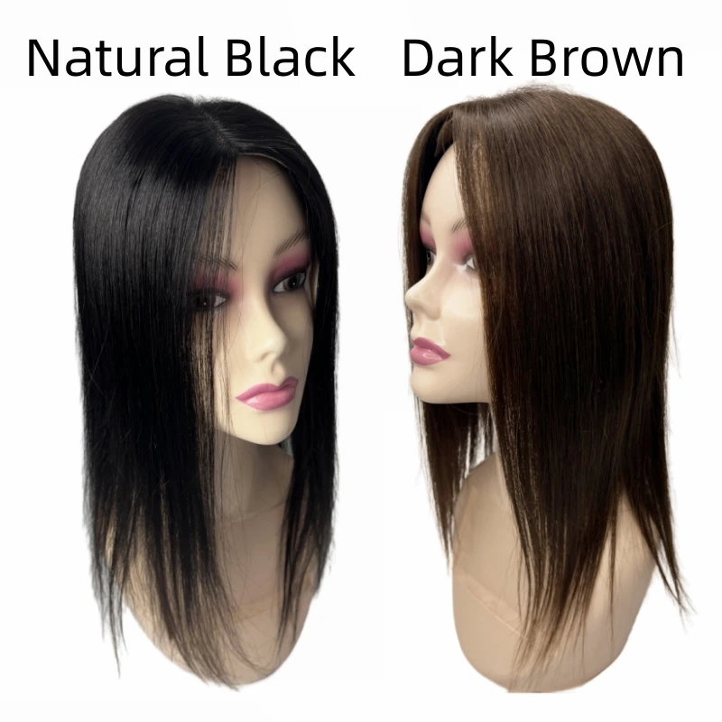 Full Silk Skin Base Human Hair Toppers for Women Free Parting Scalp Topper Natural Real Remy Hairpiece Extension for Bald Sparse