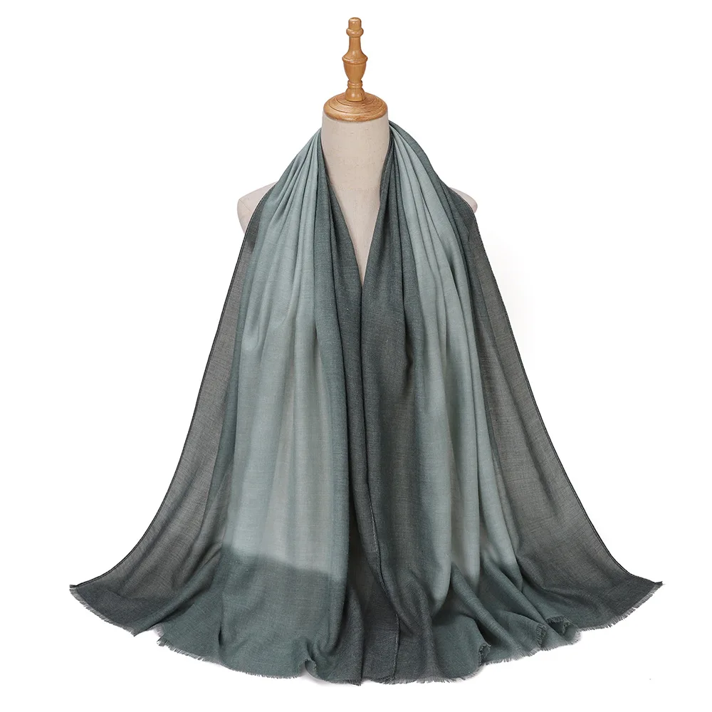 Écharpe large bicolore en coton et lin, 80x175CM, d'Europe, d'amérique et d'asie du sud-est, un foulard à la mode pour femmes musulmanes