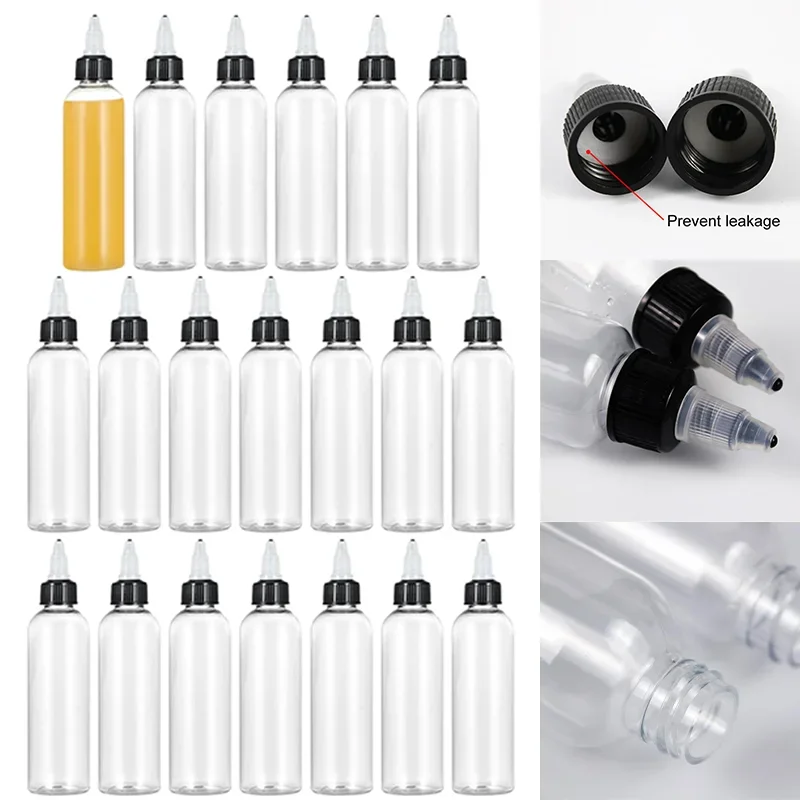 100PCS 30ml-250ml Plastic Squeeze Dispensing Bottles with Twist Cap Multi Purpose Bottles for Crafts Art Glue Liquid Household