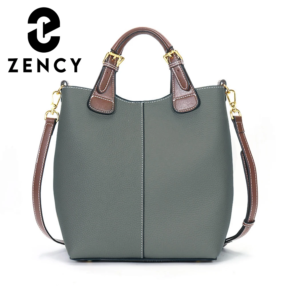 Zency Women Leather Bag Luxury Designer Bucket Bag Large Retro Tote Handbag Female  Shoulder Composite Bags Crossbody Shopper Ba