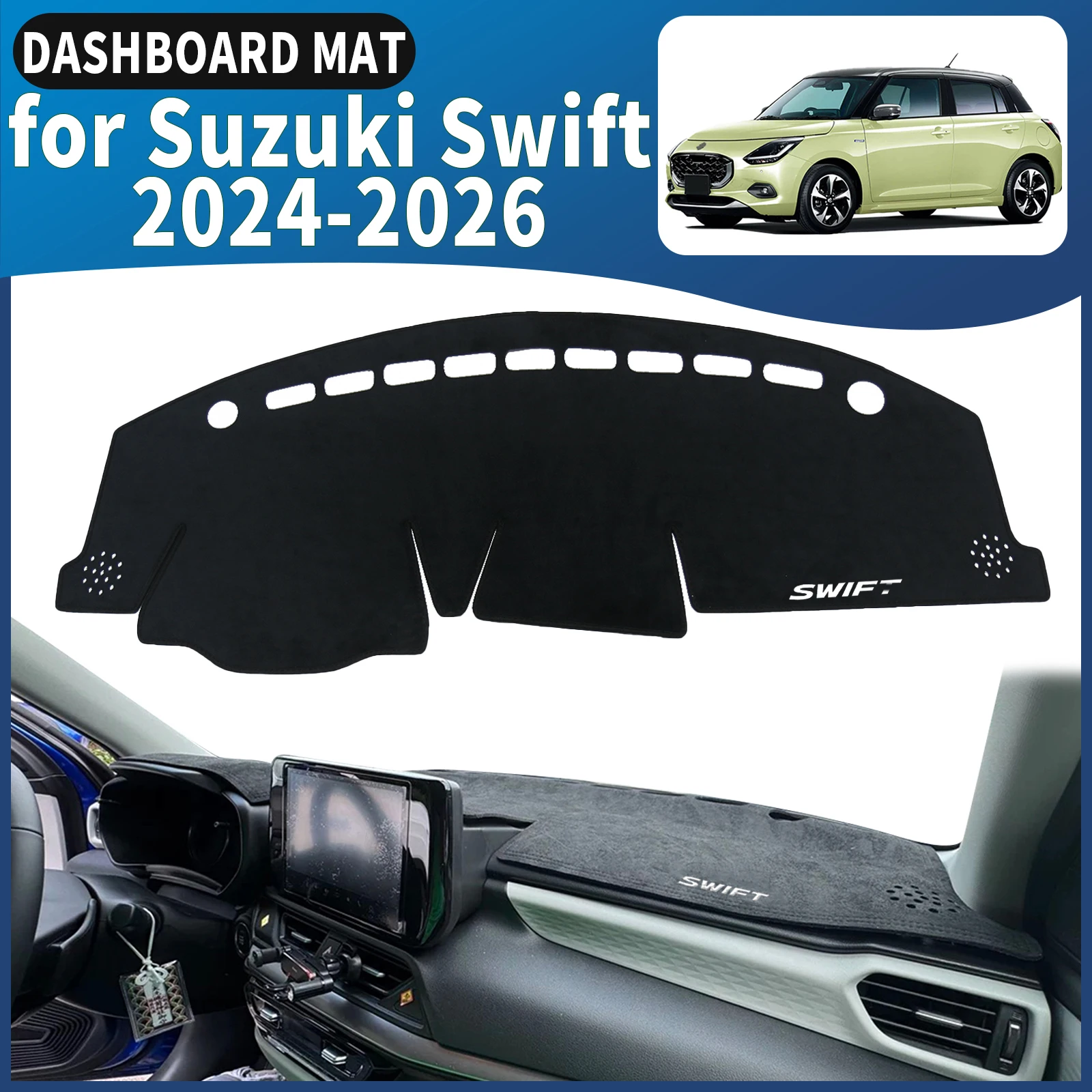 

fit for Suzuki Swift 2024 2025 2026 white logo Dashmat Dashboard Cover Pad Protective Carpet DashMat Sunshade Car Accessories