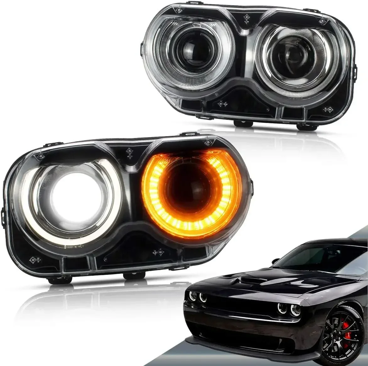 

Led Headlights Compatible with Dodge Challenger 2015-2023(Not Fit Challenger with Hid Original headlamps Models) Need D2S/