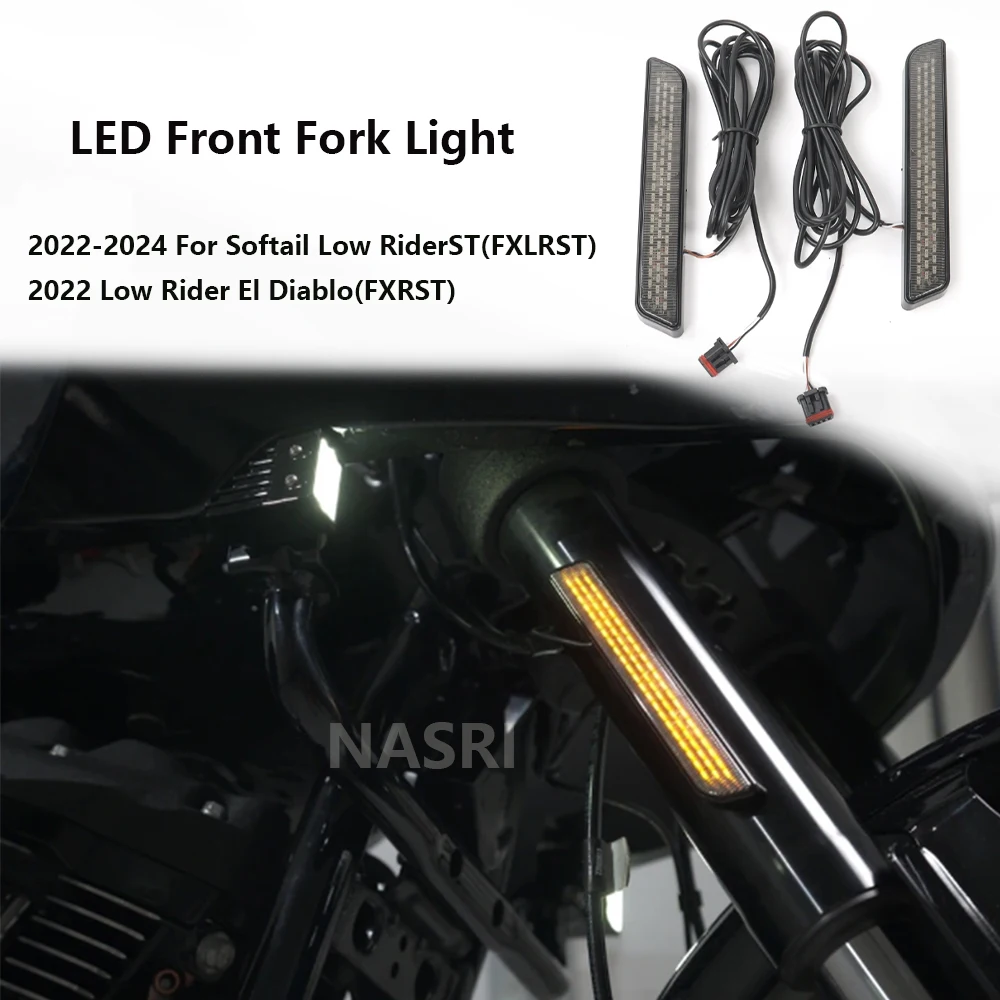 NEW 2022 2024 Motorcycle LED RUN/TURN AUXILIARY LED FORK LIGHTZ FOR For Harley Softail Low Rider ST El Diablo FXRST FXLRST