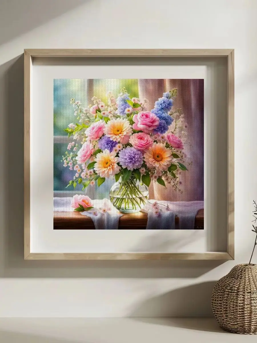 1 Stück 30x30 cm/11,8 Zoll Blumen Gestempeltes Kreuzstich-Set DIY-Kit 11/14/16CT DIY Stickerei-Set DIY Kreuzstich-Set – Detail 1