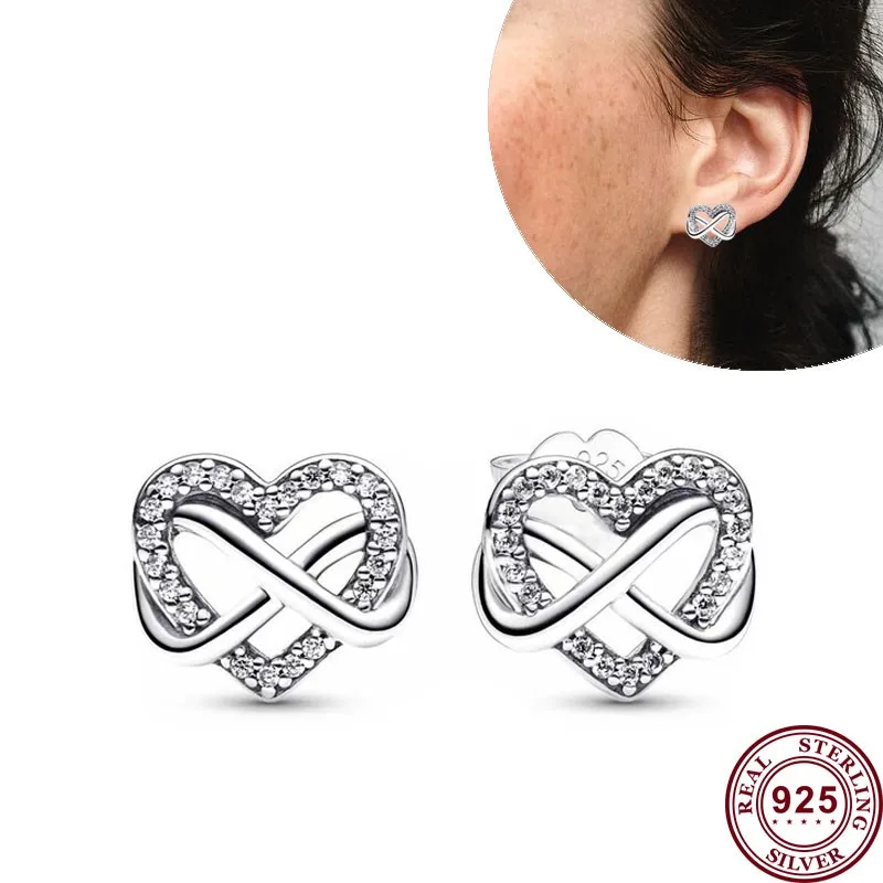 Hot Selling 925 Sterling Silver Mother's Day Love Heart Snowflake Original Women's Water Drop Logo Earrings DIY Charm Jewelry