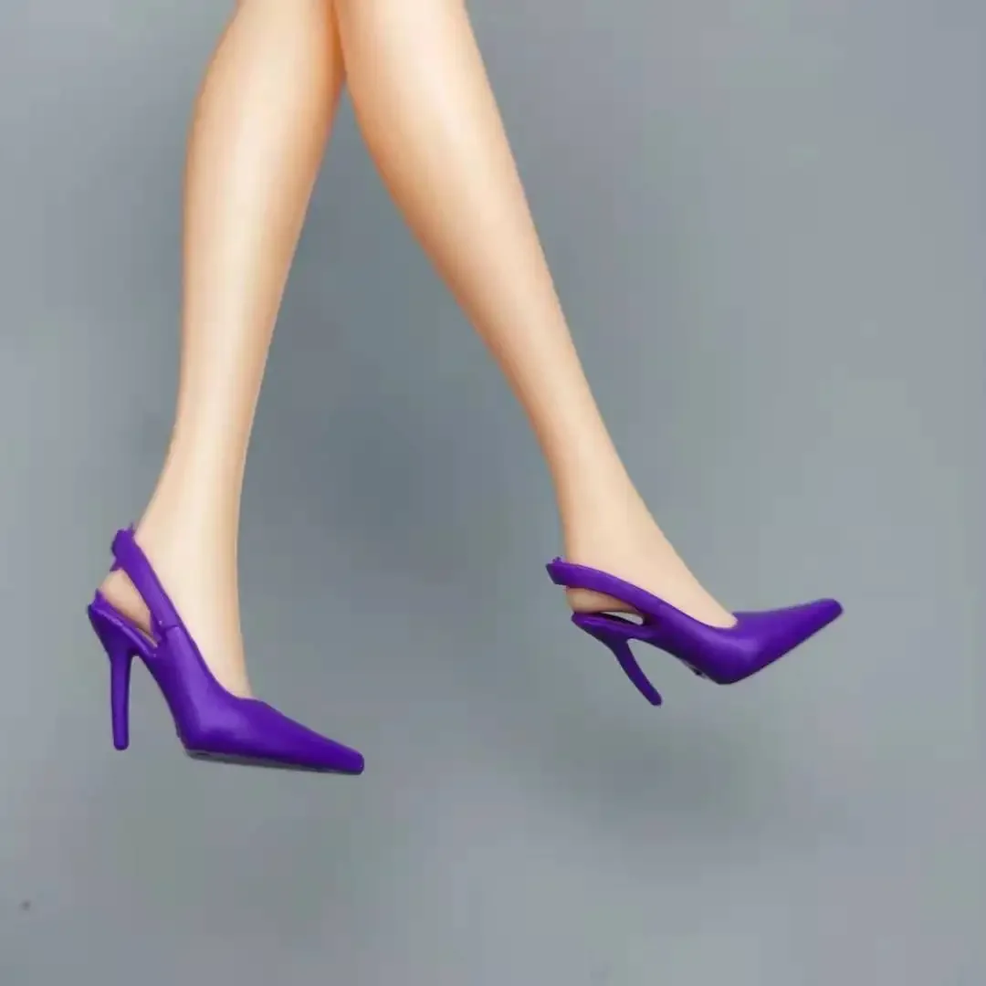 10 Pairs/lot Purple Office Lady High Heel Doll Shoes For Barbie Shoes Sandals Princess Foot Wear 1/6 BJD Accessories Kid DIY Toy