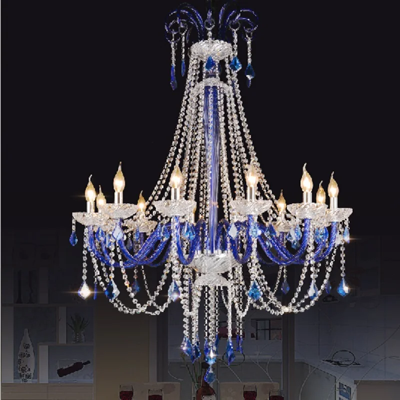 

Red And Blue Crystal Chandelier Lighting Modern Led Chandeliers Dining Room Light Candle Crystals Lamp Large Hanging Lamps