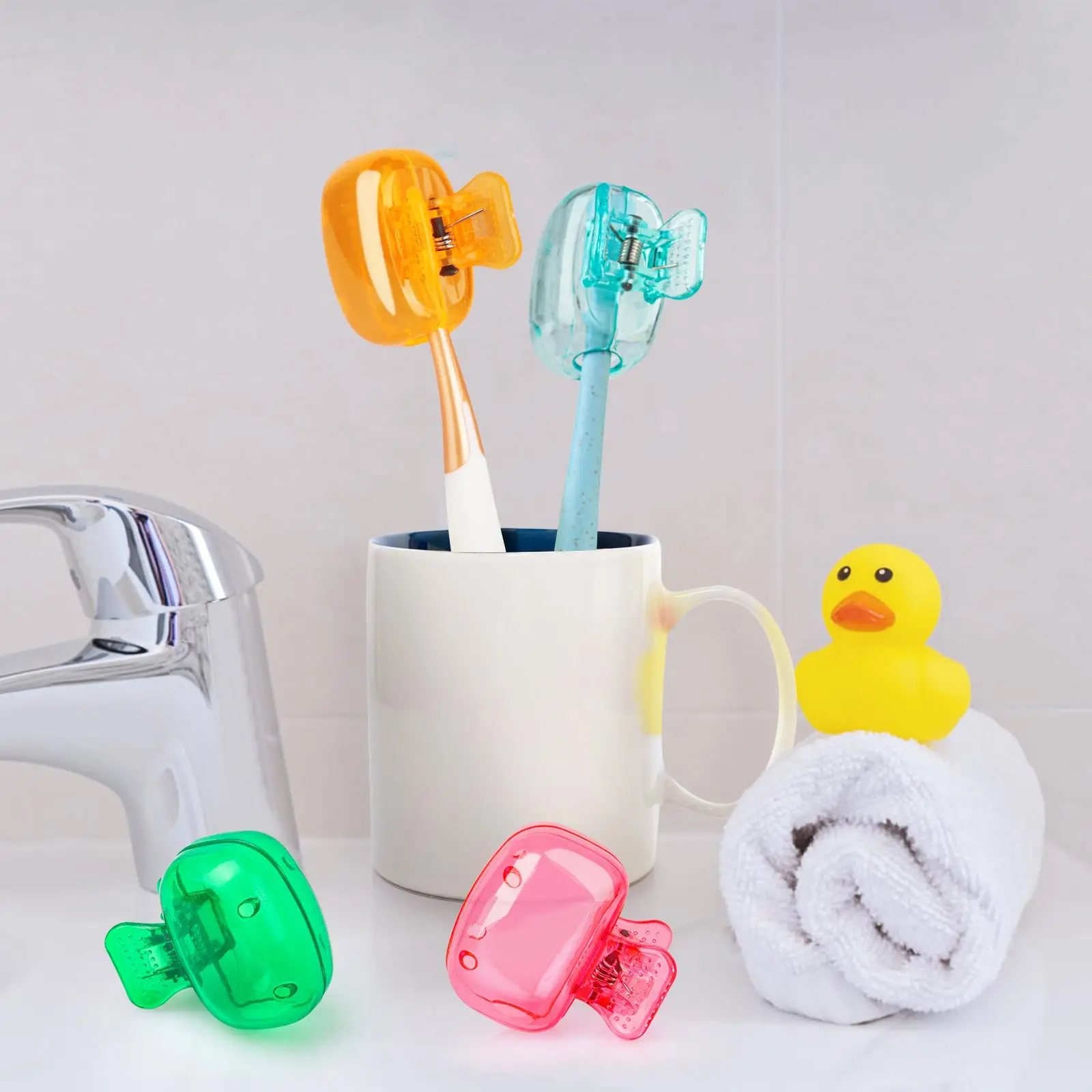 Toothbrush portátil Head Covers Travel Toothbrush Protector Cap, Brush Pod Case, Clipe plástico protetor para viagens domésticas, Pacote 4