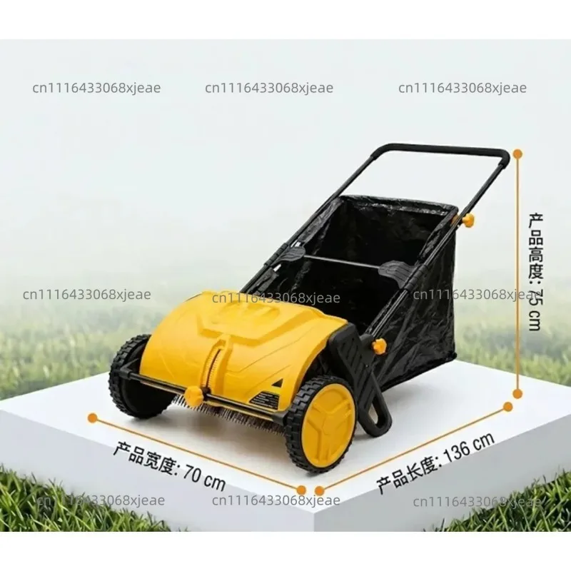 Push Lawn Sweeper Leaf Grass Collector Large-Capacity Mesh Hopper Spinning Brushes for Yard Garden Cleaning