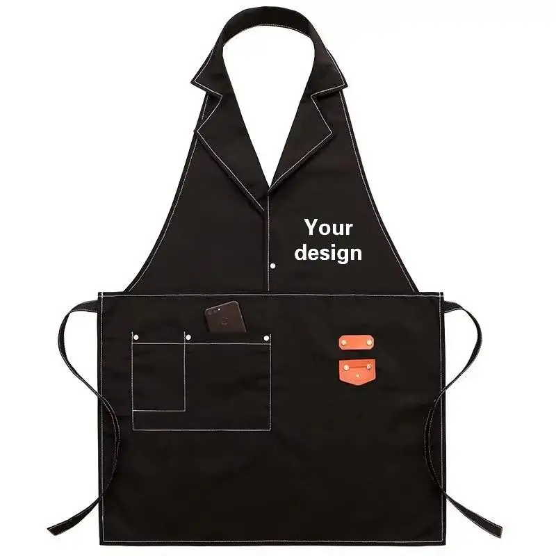 Canvas Apron Milk Tea Coffee Cake Shop Flower Shop Waiter Work Clothes Hairdressing Nail Technicians Apron Printed Logo