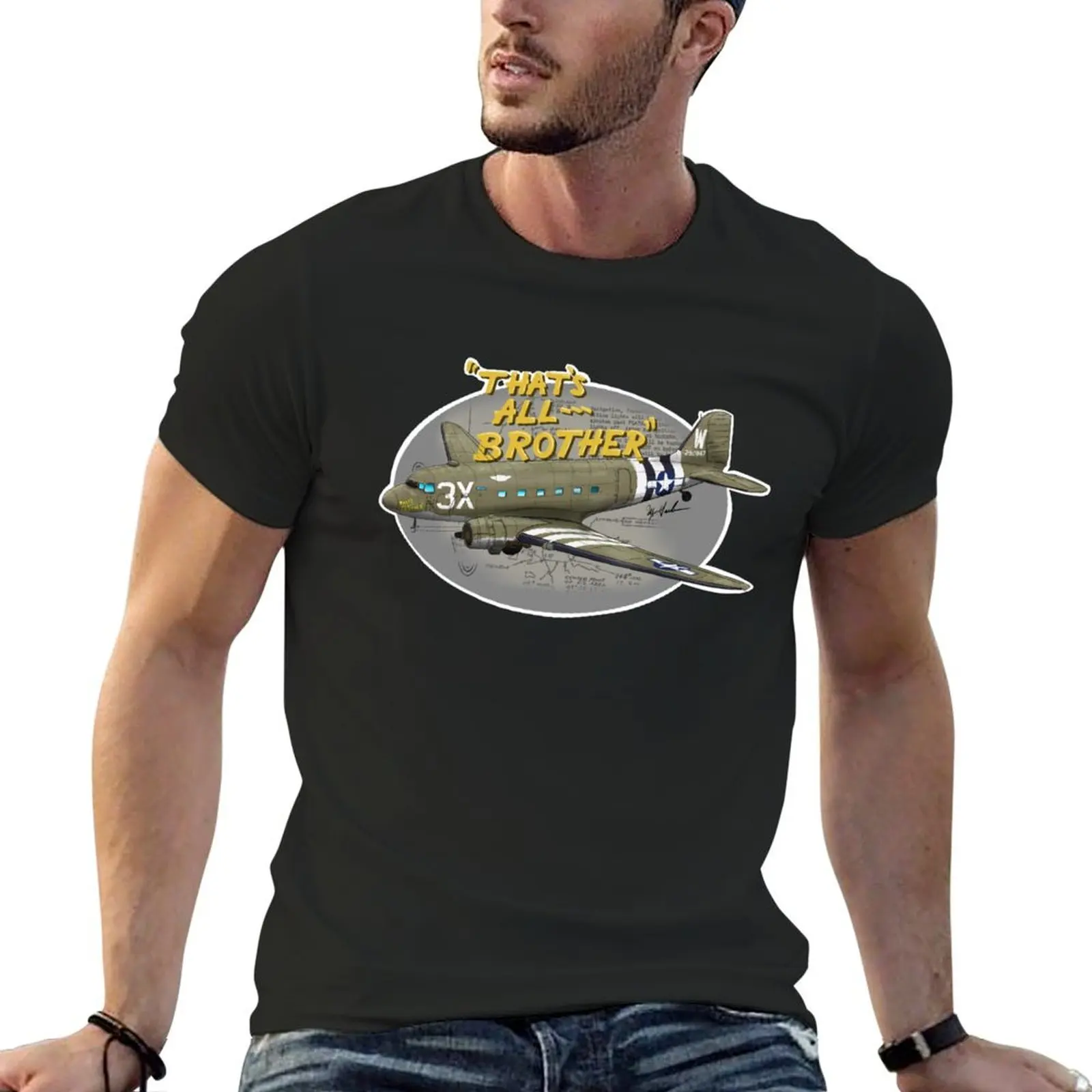 dc-3 that's all brother commemorative air force T-Shirt korean fashion animal prinfor boys men clothing