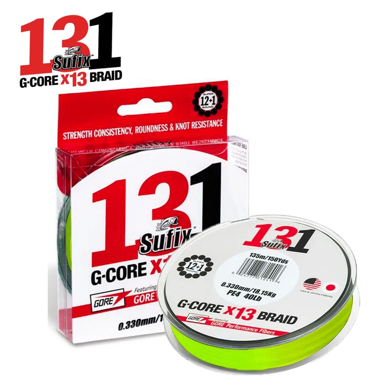 

Sufix 131 G-CORE X13 BRAID PE Fishing line 150M Advanced Braided Lure Line Strands 15-100LB Multifilament PE Linha Multifilament