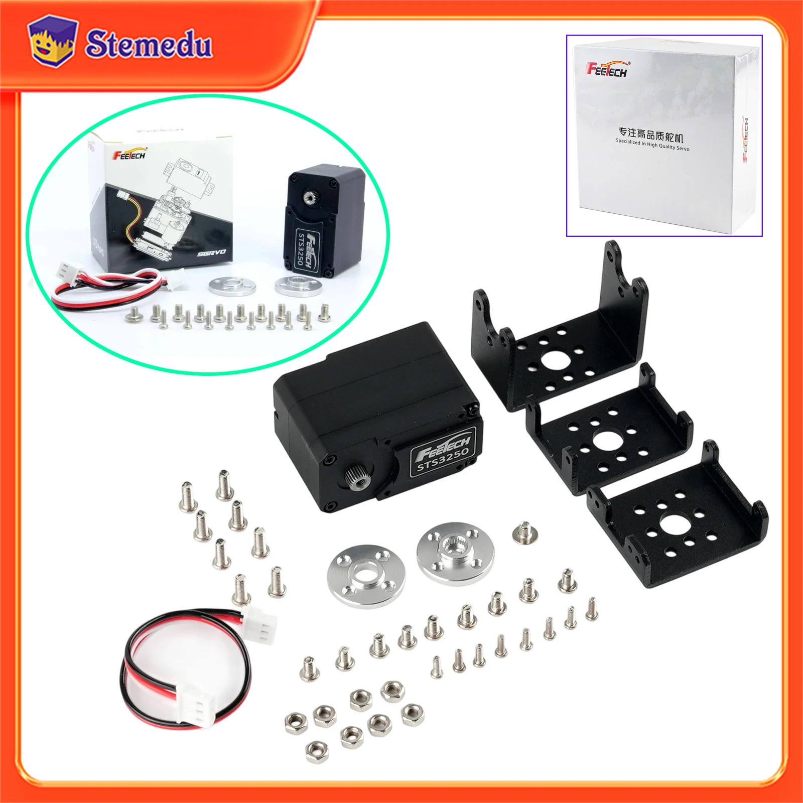 

Feetech STS3250 12 В 50 кг магнитный энкодер двойной вал TTL сервопривод бессердечный двигатель алюминиевый корпус 360 градусов последовательная шина умный сервопривод