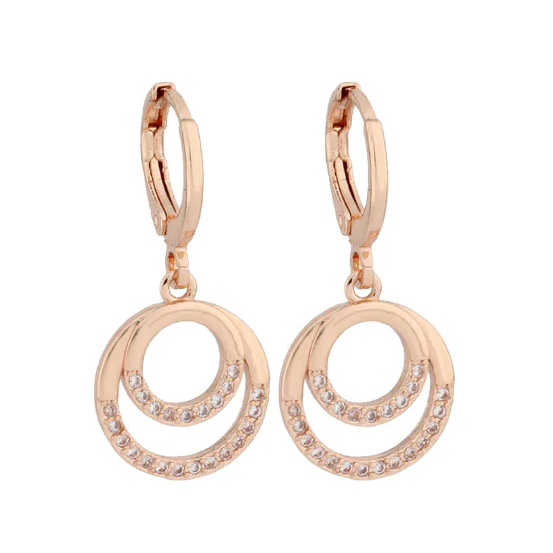 Hot 585 Rose Gold Color Drop Earrings And Pendants Sets For Women Natural Zircon Luxury Quality Jewelry Bridal Wedding Jewelry S