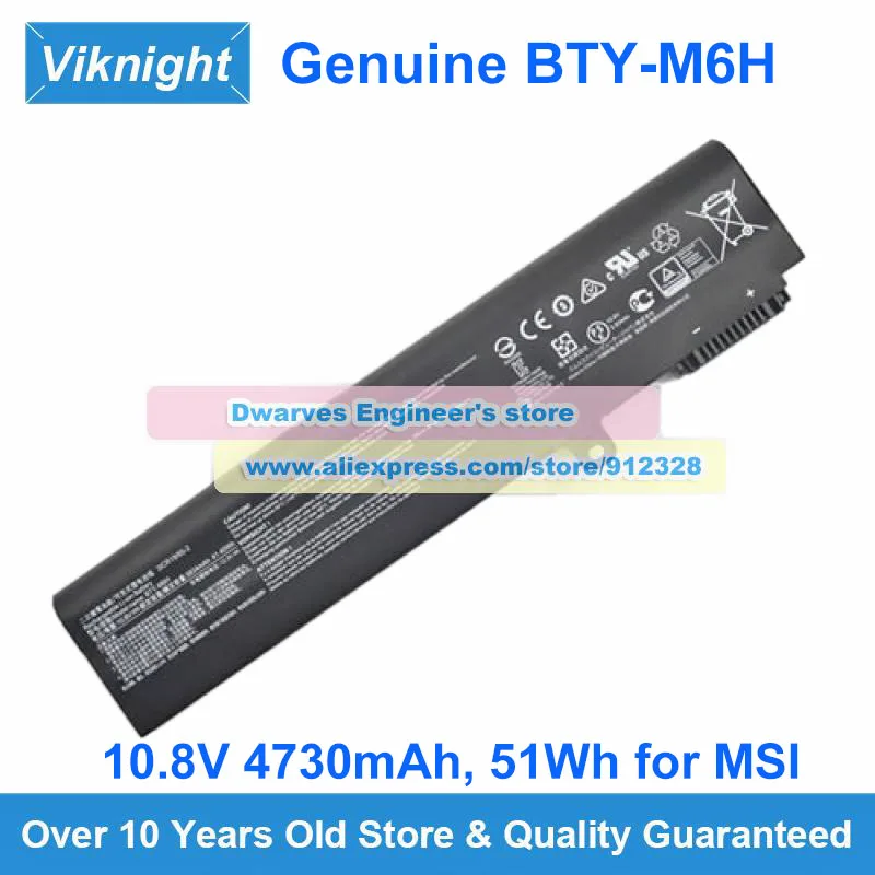 

Genuine 10.8V 51Wh 41.43Wh BTY-M6H Laptop Battery for MSI CX62 CX72 GE62 GE63 GE72 GE73 GE75 GF62 GF72 GL62 GL72 GL73 GP62 GP72