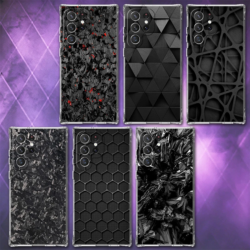 Carbon Fiber Cool Pattern Soft Phone Case For Samsung Galaxy S26 S25 Edge S24 S23 Ultra S21 S20 FE S22 Plus + Pattern Back Cover