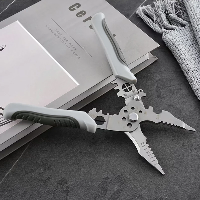 1pcs  Multifunctional Wire Stripper Cable Cutter Pliers Non-slip Decrustation Pliers Electrical Cable Pulling Stripping Tools