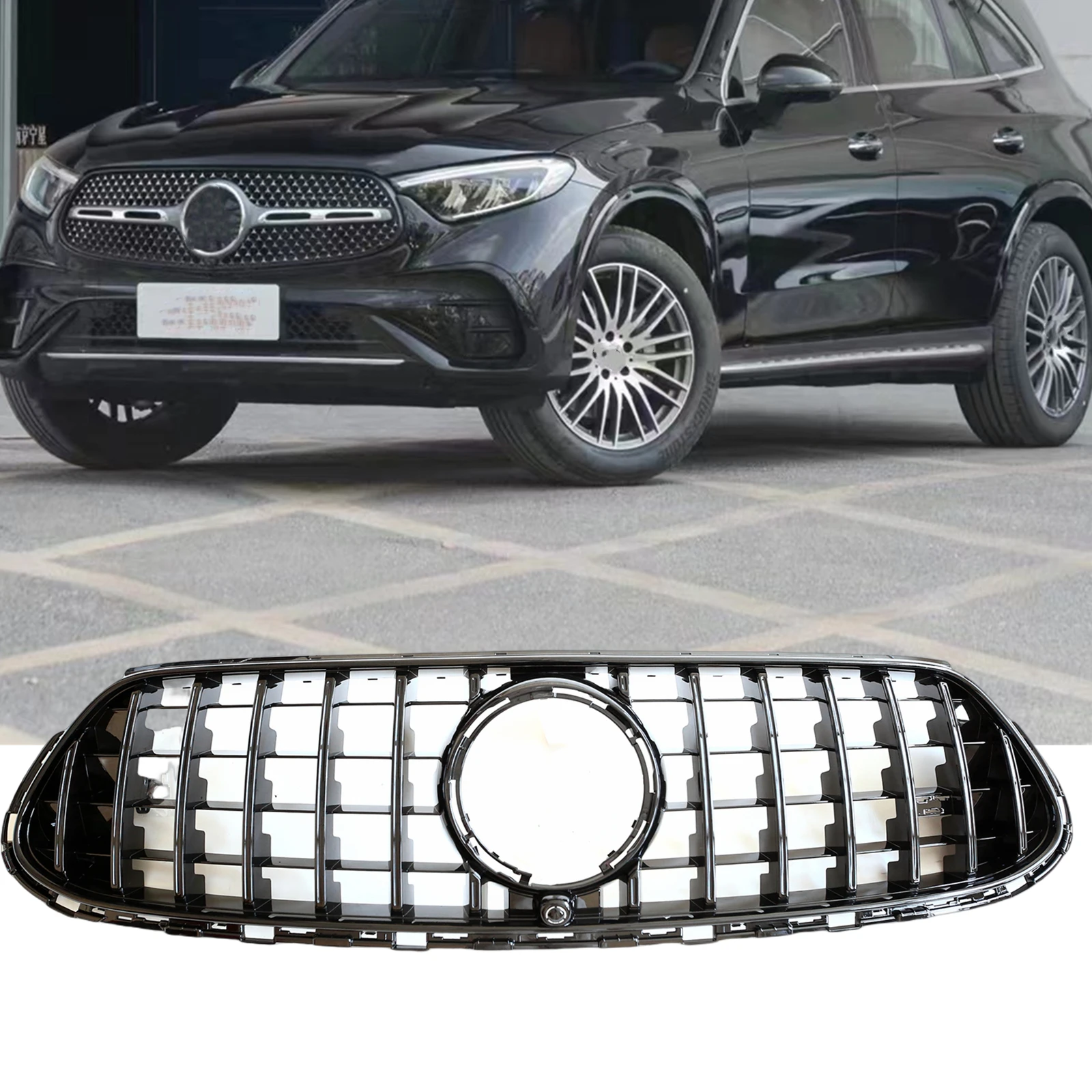 

For Mercedes Benz X254 GLC Class GLC200 2023-2024 Sport Front Grille Racing Grills GT Style Car Upper Bumper Hood Mesh Grid