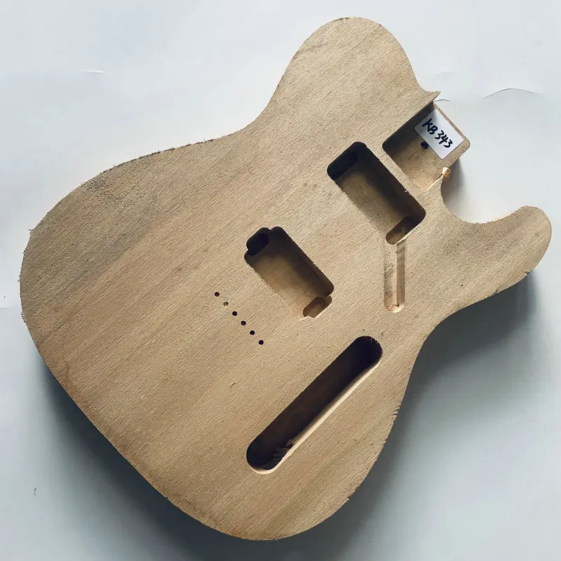 

KB343 Tele Electric Guitar Body Solid Wood HH Pickups 6 Strings Through for TL Replace and DIY Unfinished Surface Dirty