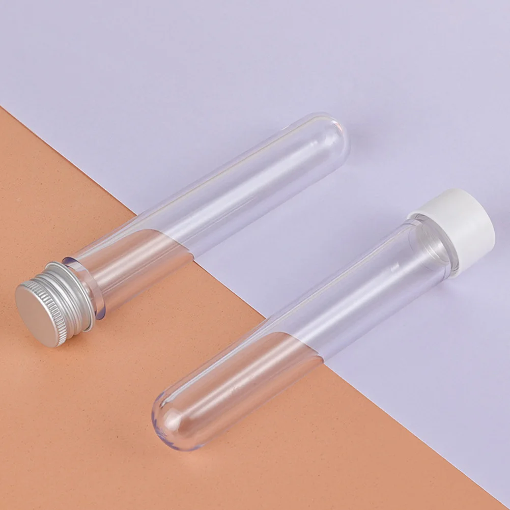 

10Pcs Clear Test Tubes Plastic Storage Tubes Portable Candy Containers Lids Exquisite Craftsmanship Reusable Storage Tubs