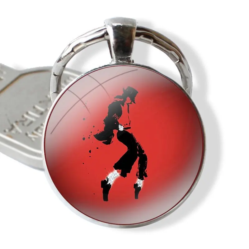 Michael Jackson dance glass cabochon keychain Car key chain Charms keychains Gifts Accessories Phone Cases Covers