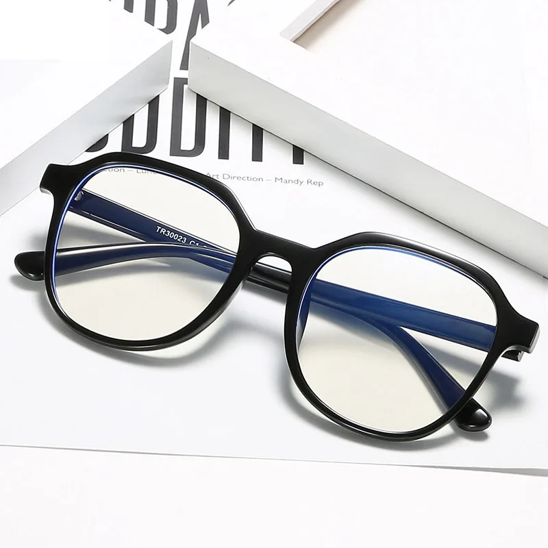 Korean Style Big Size Women Glasses Frame TR90 Material Anti Blue Light Men's Eyeglass High Quality Female Glass