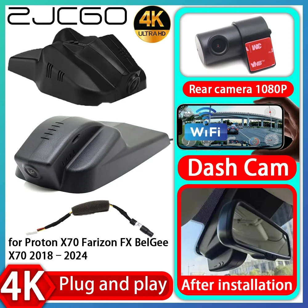 

ZJCGO UHD 4K 2160P Plug and Play Dash Cam Camera Video Recorder For Proton X70 Farizon FX BelGee X70 2018–2024