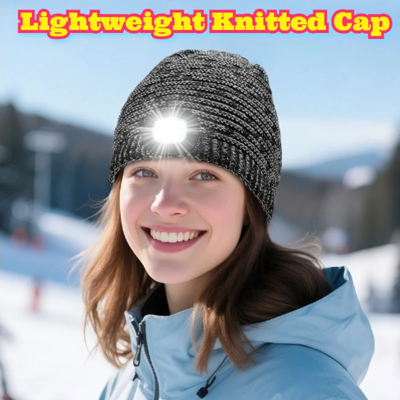 

Новая перезаряжаемая светодиодная шапка-бини с USB-подсветкой, вязаная шапка для улицы, ночного бега, зимних видов спорта, регулируемый моющийся налобный фонарь для взрослых