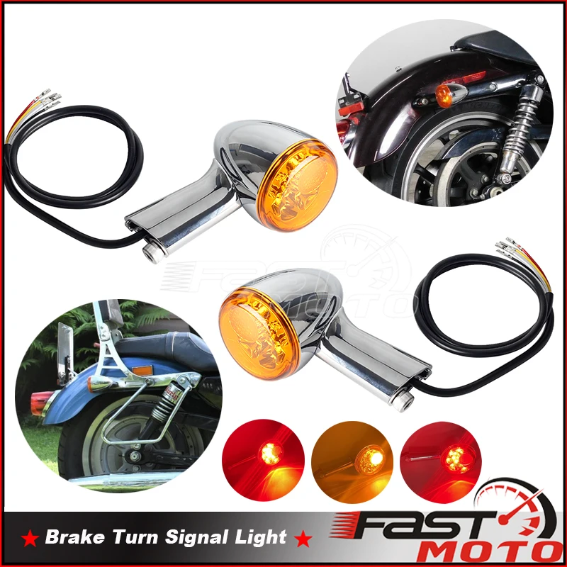 

Motorcycle Rear Turn Signal LED Indicator Lights Moto Brake Light for Harley XL 883 1200 Sportster 1992-UP Running Flasher Lamp