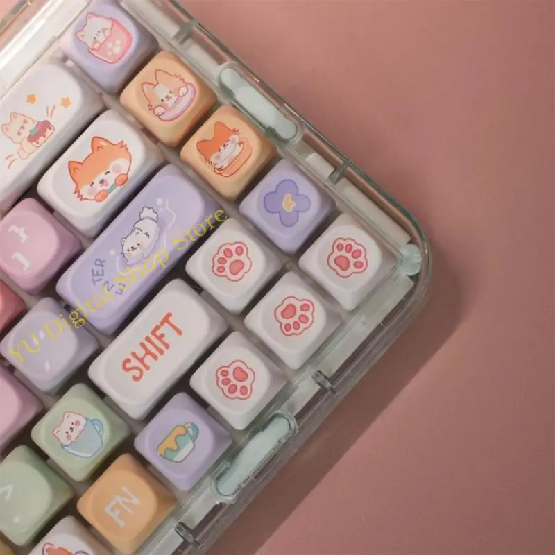 

96BA Complete Your Keyboard with Animal Themed Keycaps Dye-Sublimation ​Keycaps Reduced Errors for All Types of Users