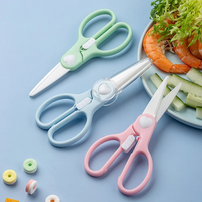 Ceramics Kitchen Accessories Cutter Food Vegetable Smart Healthy Baby Food Scissors With Cover Portable Shears