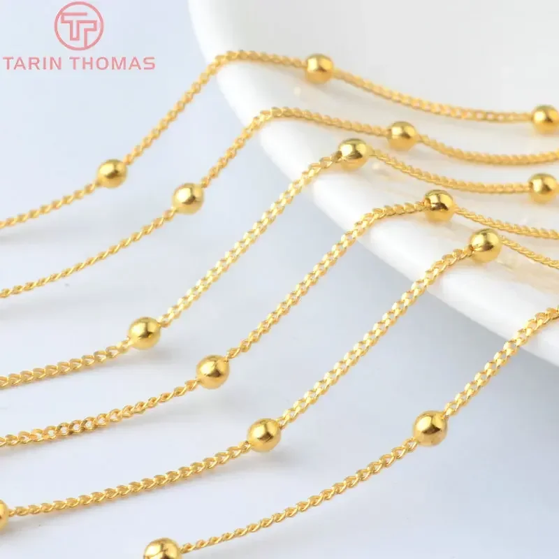 （4649）5 meters Chain width:1.2MM,bead:3MM Copper Station Ball Chain Necklace Chains For Jewelry Making Findings Accessories