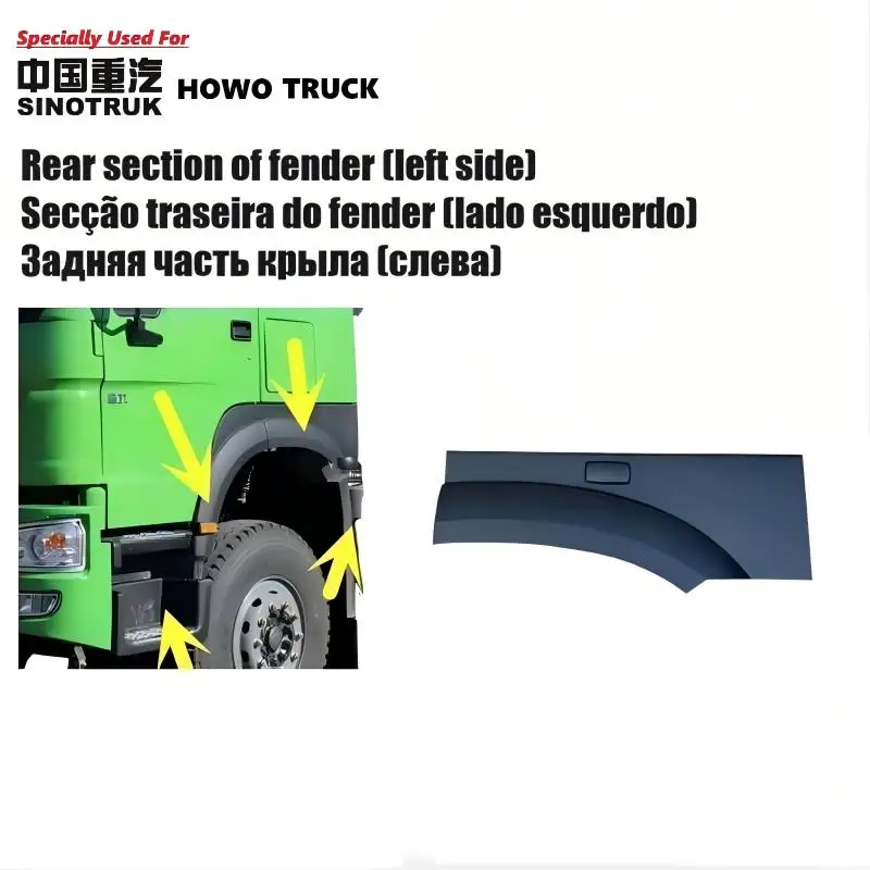 

Sinotruk HOWO Truck Rear section of fender (Left Side) WG1642230107 For HOWO Truck 371/340/380/320 Cabin Parts Rear of fender