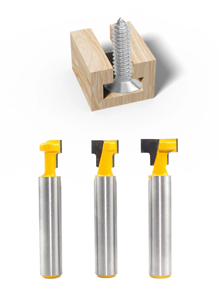 XHYkern 8mm Shank T‑Slot Router Bit Carbide Wood Milling Cutter for Making T‑Groove Jig Fixture Bolt Slot Tool for MDF Plywood