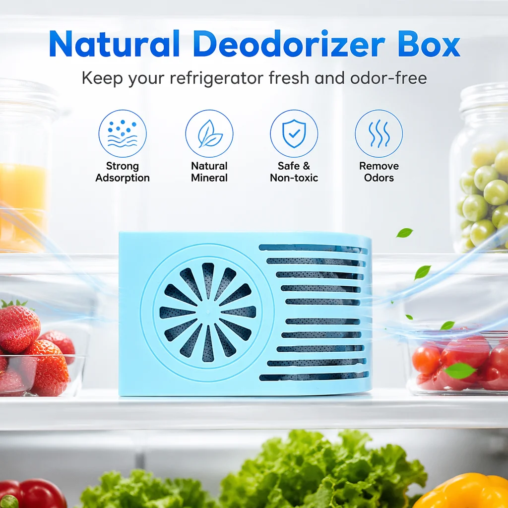 Deodorante Naturale per Frigorifero in Pietra di Schiuma Marina, Assorbe gli Odori di Pesce e di Muffa, Purificatore d'Aria per Frigorifero e Congelatore