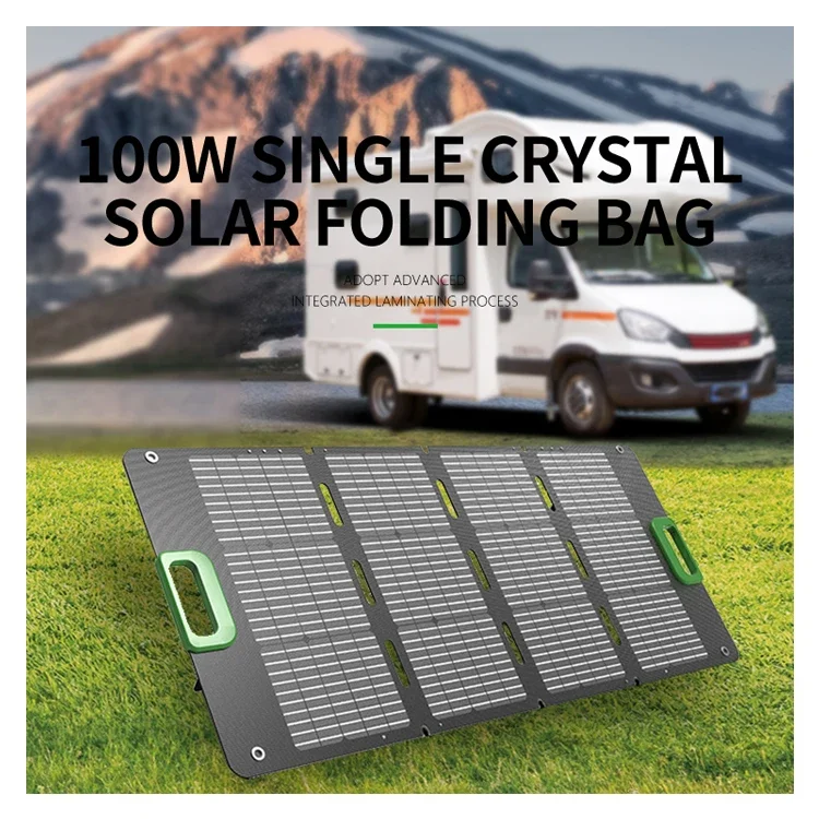 100w 200w Monocrystalline Portable Solar Panel Foldable Bag For Outside Accept Usb QC For Phone Battery Charging