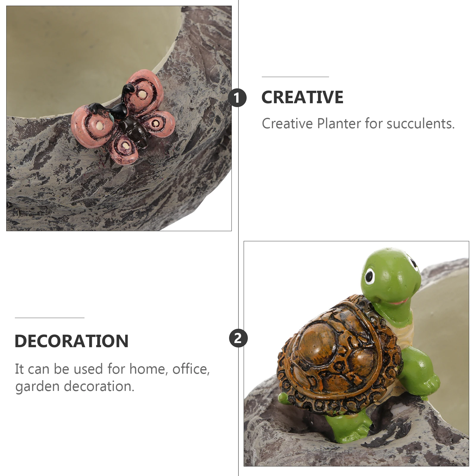 

Indoor Plant Pots Resin Flower Desktop Flowerpot Succulents Cartoon Tabletop Turtle for Home Containers