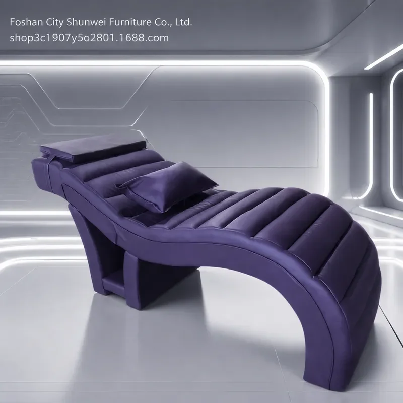 S Shaped Beauty Bed for Eyelash Extension Facial Massage Embroidery Furniture Comfortable Treatment Couch