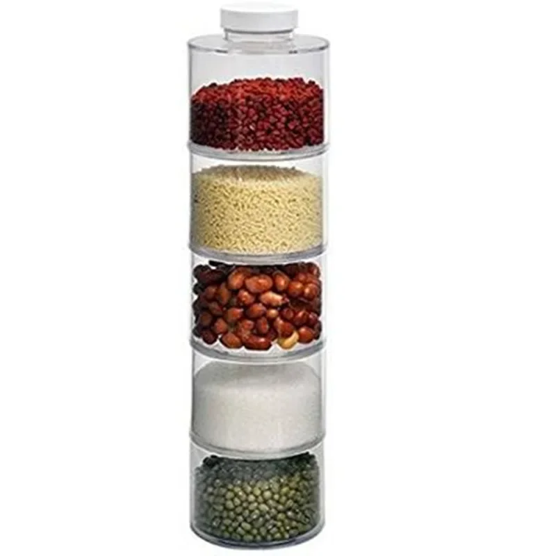 6PCS Transparent stackable seasoning bottle, spot spice storage box, tower shaped seasoning rack, tower shaped seasoning tank