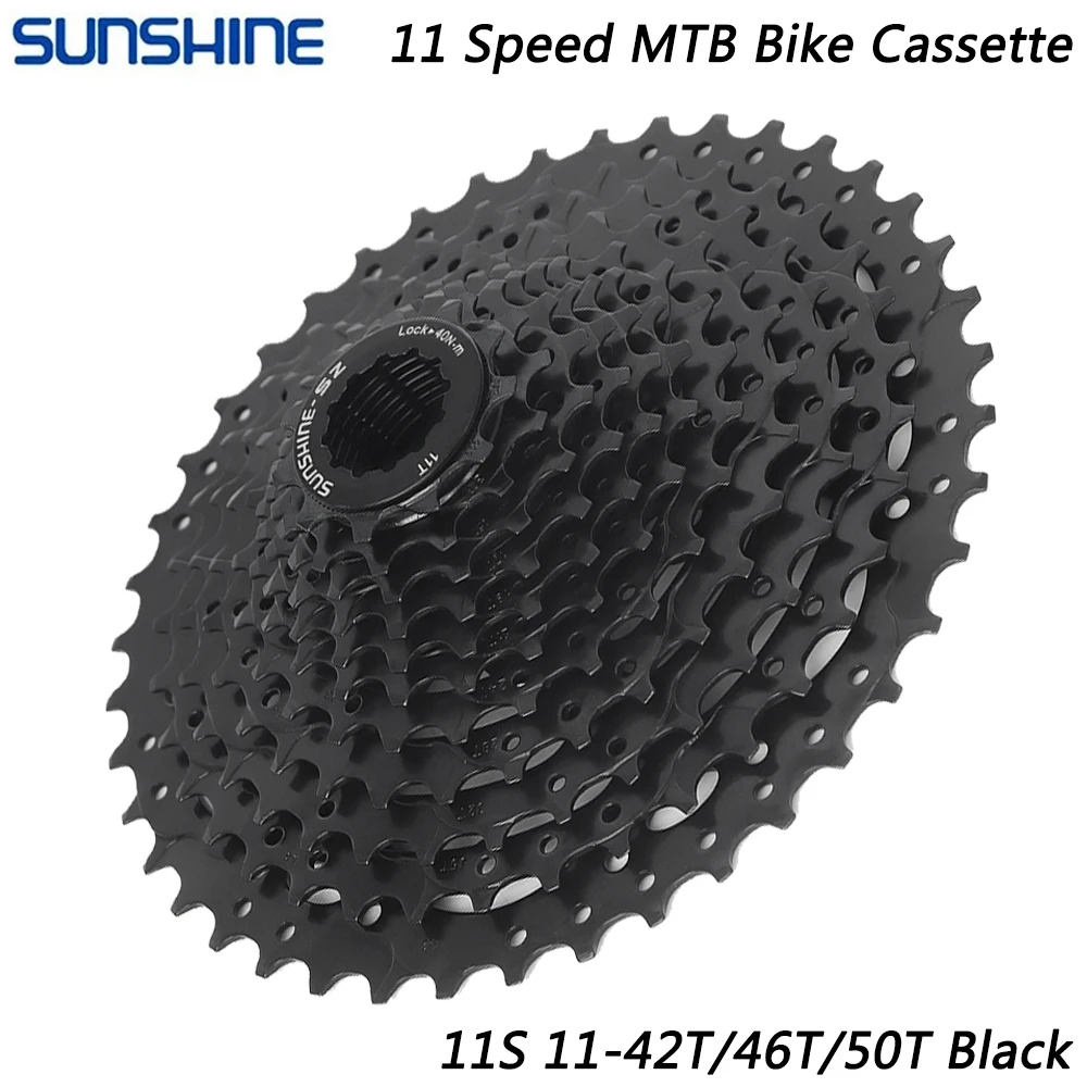 

SUNSHINE 11 Speed Black Cassette Sprocket for MTB Bike 11-42/46/50T Freewheel Mountain Bicycle for SHIMANO SRAM Cycling Parts