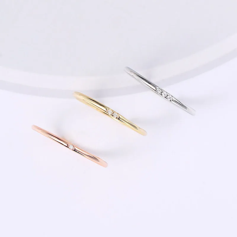 Minimalistyczne delikatne pierścionki dla kobiet 3 kolory 1mm cyrkon okrągły cienki kobiecy pierścionek damski moda biżuteria hurtownia Dropship KCR101 — zdjęcie 6