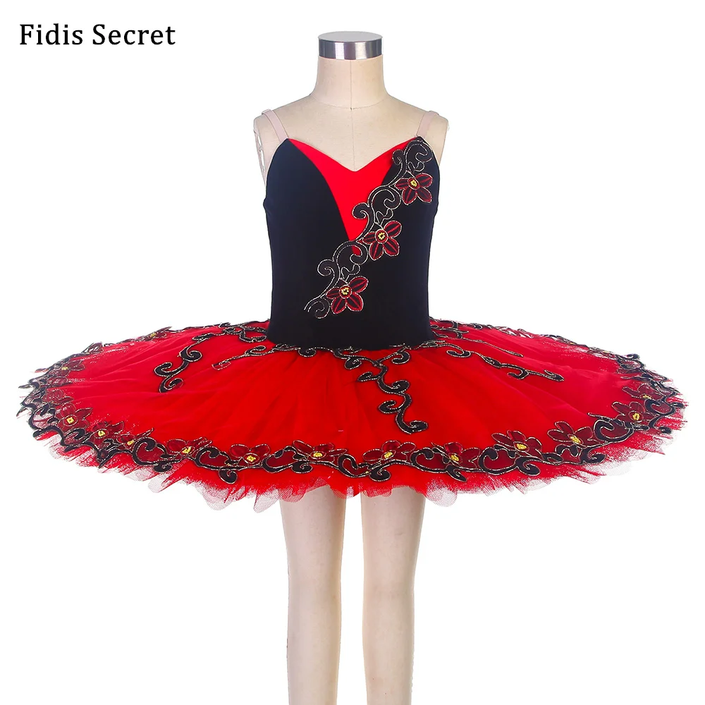 

Black Red Fire Bird Professional Platter Ballet Tutu Costumes,Female Ballerina Sleeping Beauty Classical Performance Stage Wear