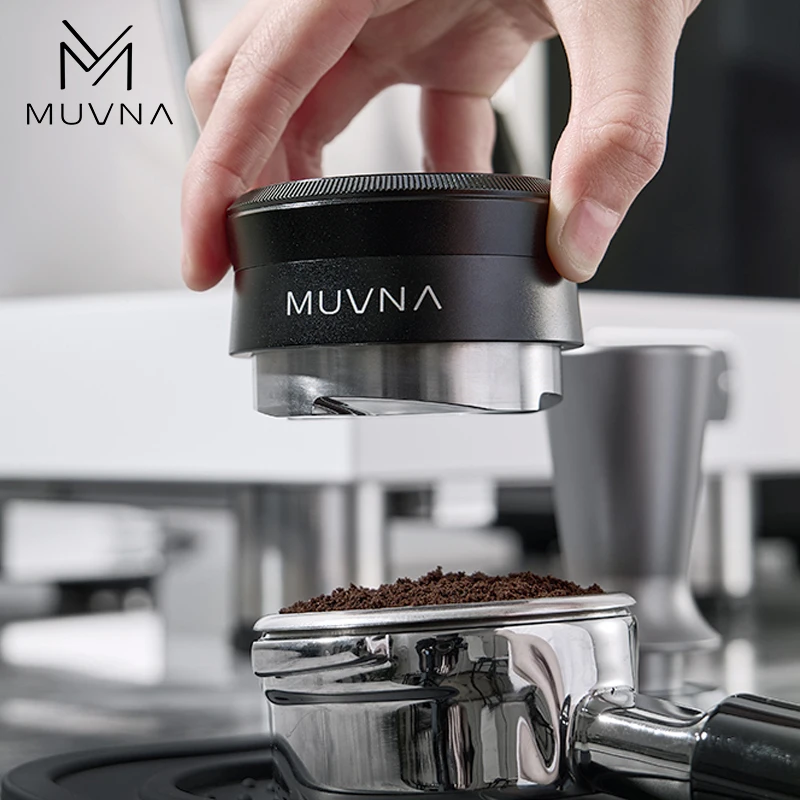 

MUVNA Espresso Distributor Coffee Tamper Tool, 51/53/58mm Auto Height Adjustment,Barista Tool Stainless Steel Coffee Accessory