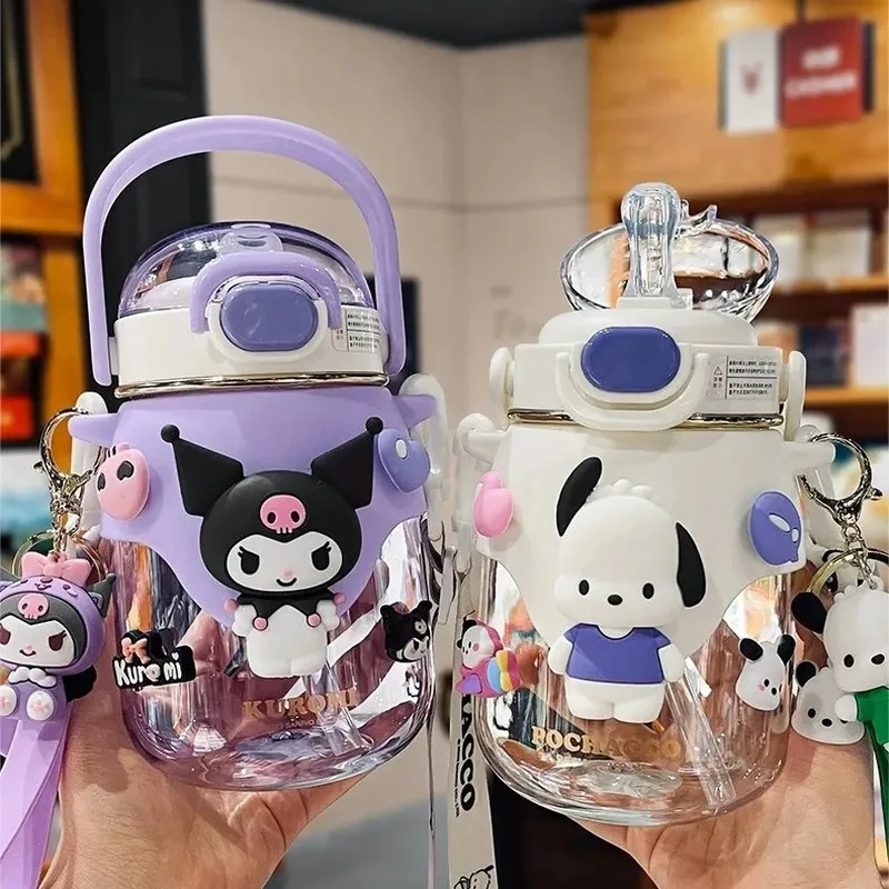 

Sanrio Children's Water Cup High Beauty Cute Cartoon Kuromi Straw Cup Summer Outdoor Convenient Plastic Water Cup