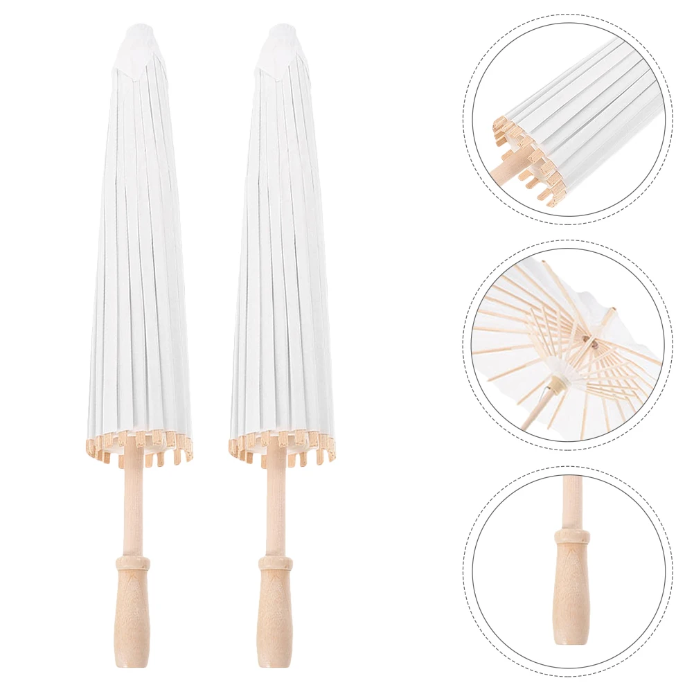 

6Pcs White Paper Oiled Umbrellas Chinese Style 23.6 DIY Painting Wedding Parasols Decorative Parasol Stage Photography Bridal