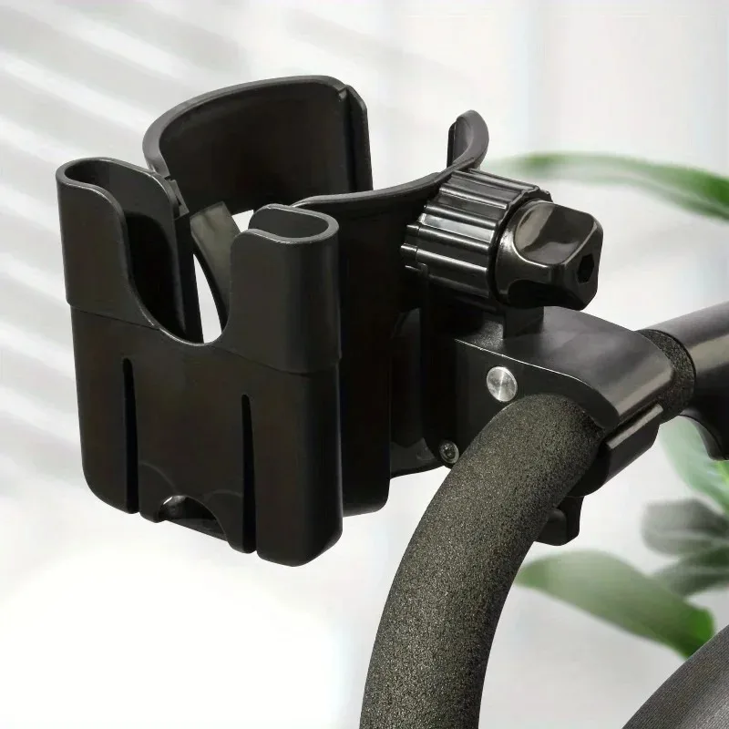 Universal Pram Cup Holder Adjustable Milk Bottle Coffee Cup Holder with Phone Holder Organizer for Baby Stroller Wheelchair Bike