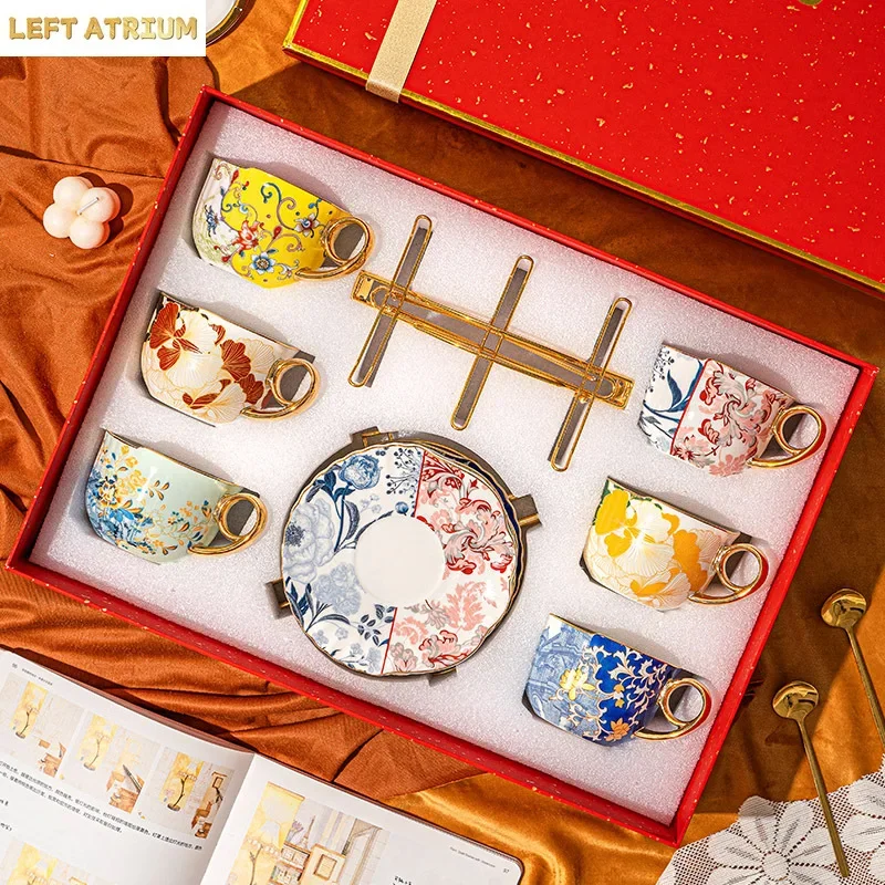 Coffee cup high-end exquisite ceramic cup and saucer set light luxury high-end British afternoon tea set wedding gift