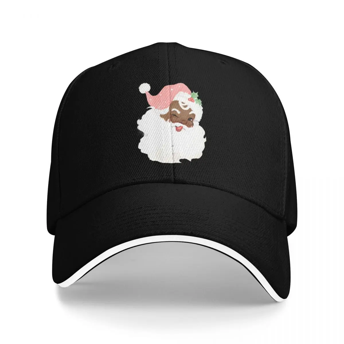 

vintage blush pink winking black santa claus old world christmas Baseball Cap custom caps Vintage Mens Women's